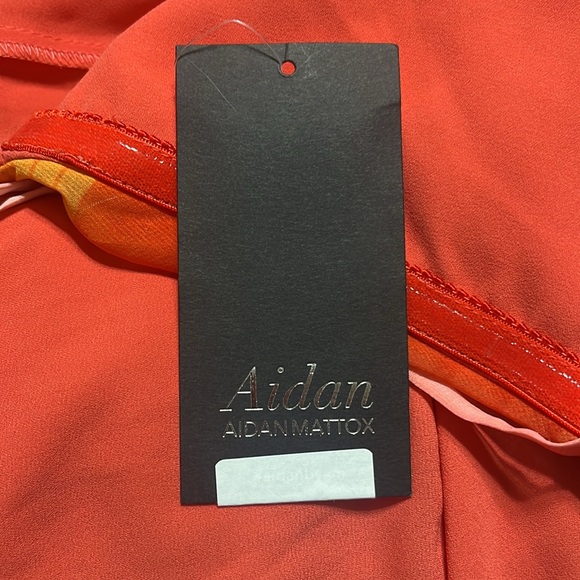 Aidan Mattox Maxi Dress SzXS Geometric Pattern Chiffon Front Slit Strapless Gown - Picture 8 of 8